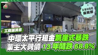 中環太平行租金跳崖式暴跌  業主大劈價13年間跌68.8% 