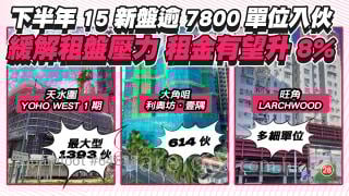 下半年15新盘逾7800单位入伙 缓解租盘压力 租金有望升8%