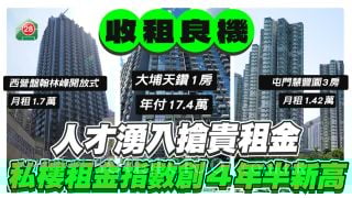 人才湧入搶貴租金！私樓租金指數連升4個月創4年半新高