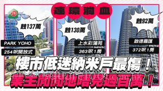 樓市低迷納米戶最傷！業主閒閒地唔見過百萬！
