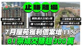 長情業主止賺離場，上月61宗成交賺超300萬！