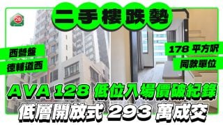 西營盤AVA 128低位入場價破紀錄 低層開放式戶293萬成交