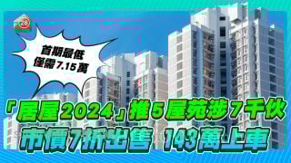 「居屋2024」推5屋苑共7132伙，首期最低僅需7.15萬！