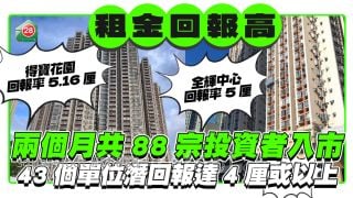 租金回報率高 兩個月共88宗投資者入市