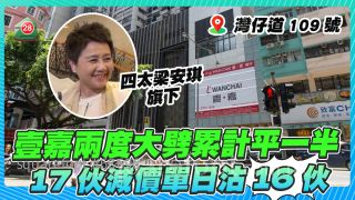 四太梁安琪灣仔壹嘉兩度大劈累計平一半 17伙減價單日沽16伙