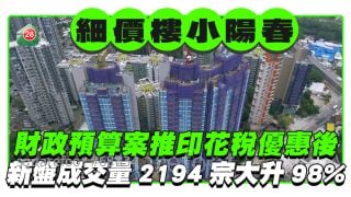 細價樓小陽春｜《財政預算案》推印花稅優惠後 新盤成交量2194宗大升98%