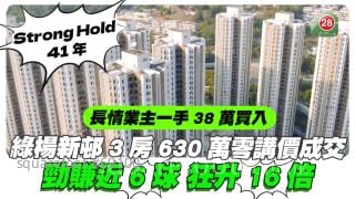 綠楊新邨3房630萬零講價成交 勁賺近6球狂升16倍