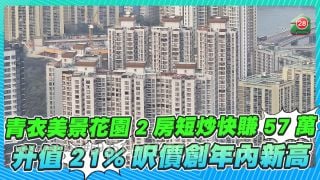 青衣美景花園2房短炒快賺57萬 升值21%呎價創年內新高