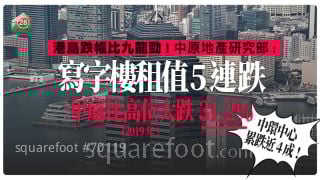 中環中心高位累跌近4成 | 寫字樓租值5連跌 甲廈由高位跌31.2%