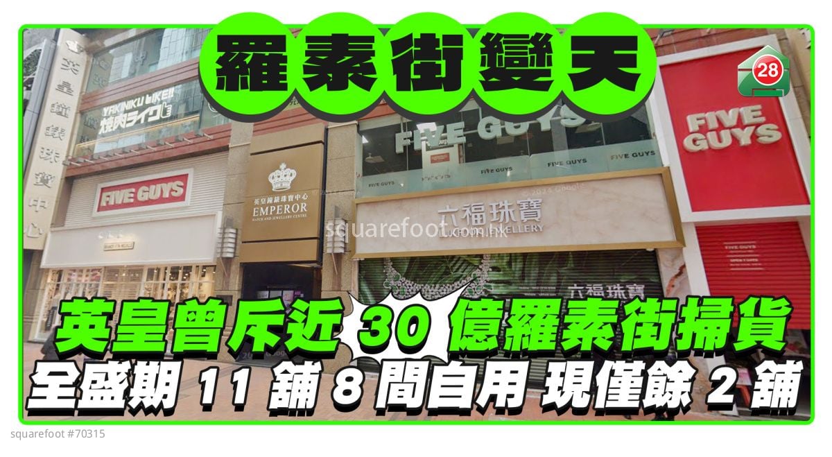 罗素街变天？｜英皇曾斥近30亿罗素街扫货 全盛期11铺8间自用现仅馀2铺