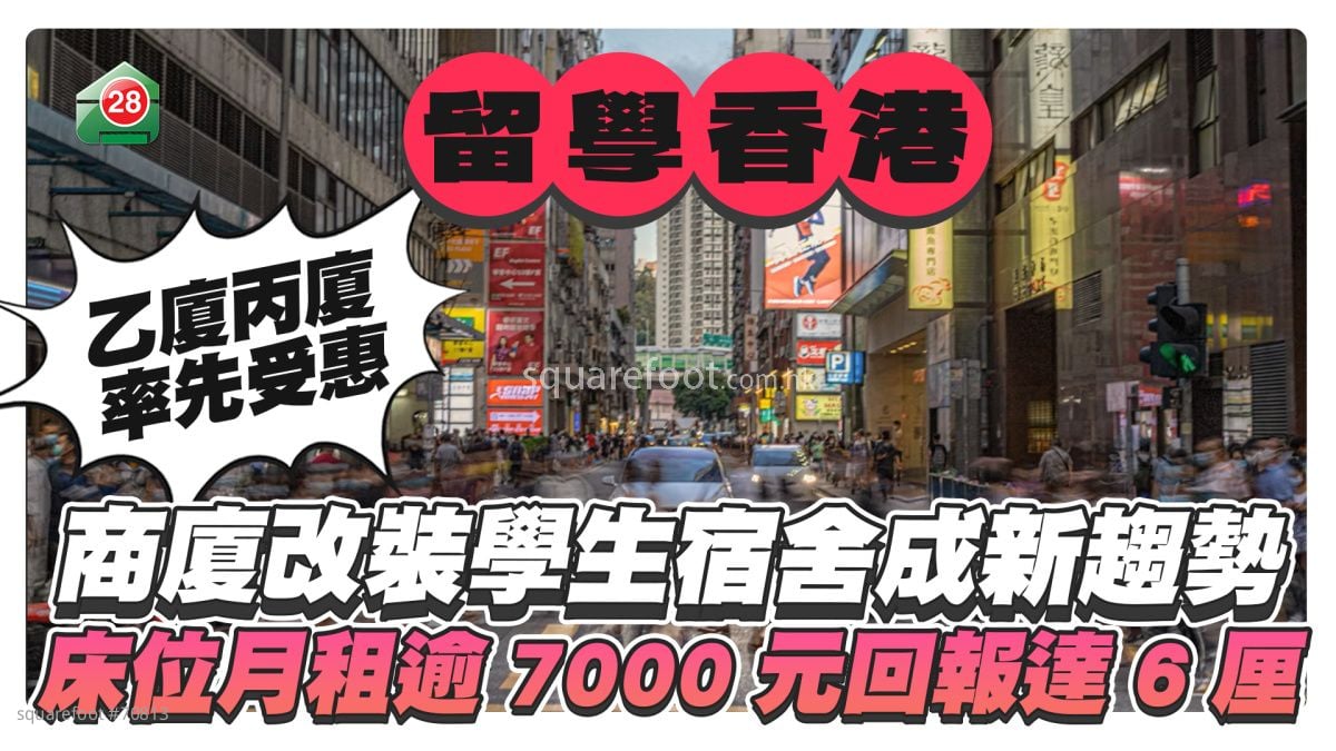 商厦改装学生宿舍成新趋势 床位月租逾7,000元回报达6厘 乙厦丙厦率先受惠