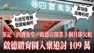茶餐廳「四寶食堂」啟德店開業3個月即欠租 啟德體育園入稟追討109萬