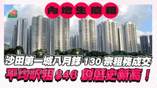 沙田第一城八月录130宗租务成交 平均尺租46元 创历史新高！