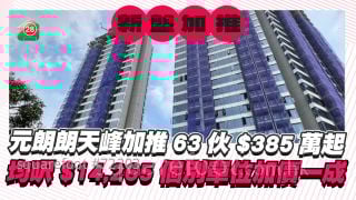 元朗朗天峰加推63伙 385万入场 个别单位加价一成