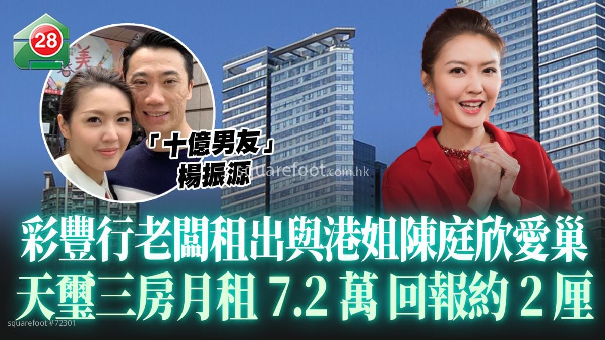 彩丰行老板租出与港姐陈庭欣爱巢 天玺三房月租7.2万回报约2厘