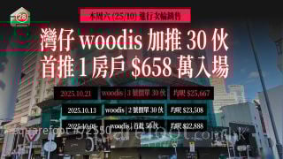 湾仔 woodis加推30伙 首推1房户 658万入场