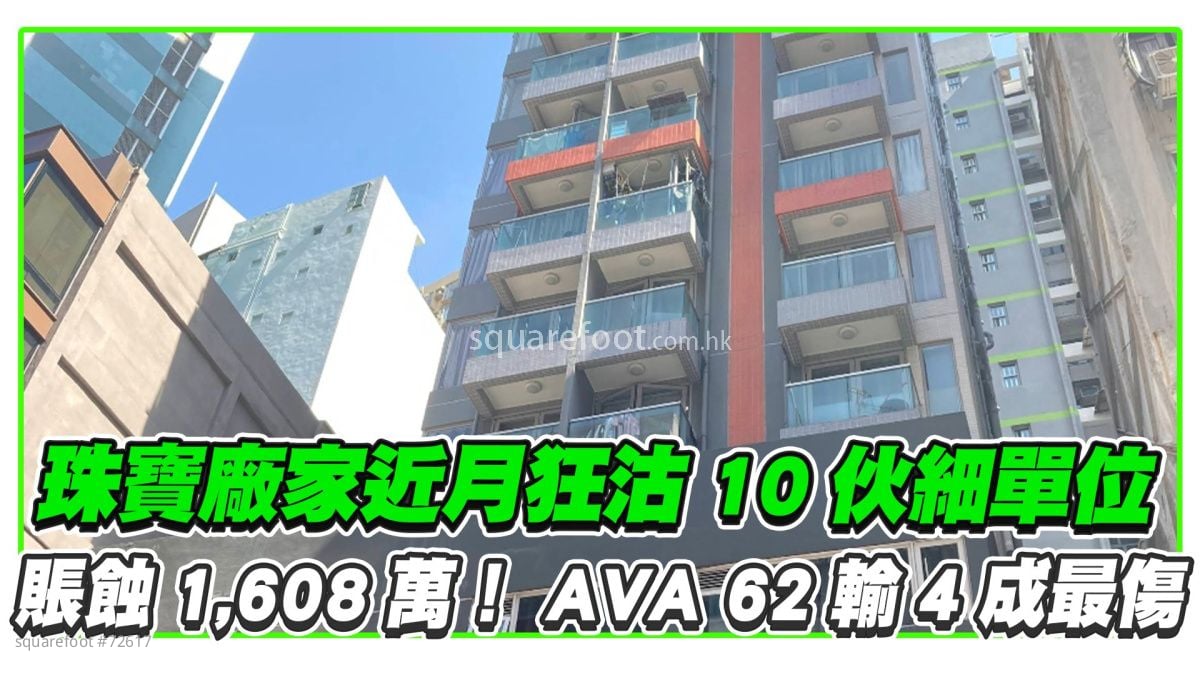 珠寶廠家近月狂沽10伙細單位 賬蝕1,608萬！ AVA 62輸4成最傷