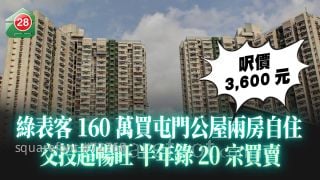绿表客160万买屯门公屋两房自住 尺价3,600元｜交投超畅旺 半年录20宗买卖
