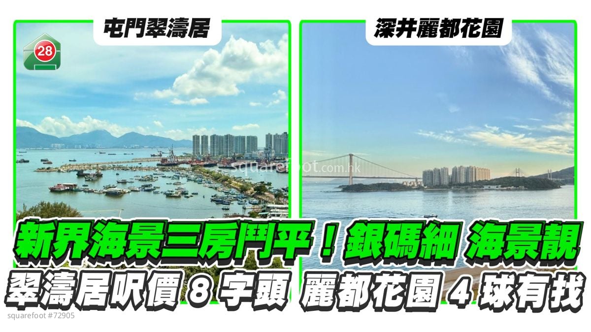 新界海景三房鬥平｜麗都花園4球有找 翠濤居呎價8字頭