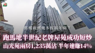 跑馬地半世紀老牌屋苑成功短炒！山光苑兩房半年速賺155萬丨舊樓按揭攻略