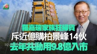 罗嘉瑞家族狂扫货 斥近亿购柏景峰14伙 去年共动用9.8亿入市