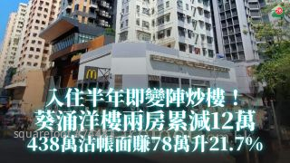 入住半年即變陣炒樓！ 葵涌洋樓兩房累減12萬 438萬沽帳面賺78萬升21.7%