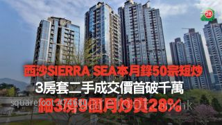 西沙SIERRA SEA本月录逾50宗成交丨3房套二手成交价首破千万 细3房9个月炒贵28%