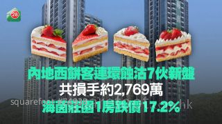 内地西饼客连环蚀沽7伙新盘 共损手2,769万 海茵庄园1房跌价17.2%