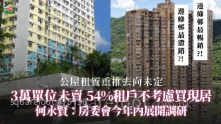公屋租置重推去向未定 何永贤：房委会今年内展开调研｜3万单位未卖｜54%租户不考虑买现居｜太平邨最畅销 山景邨最滞销