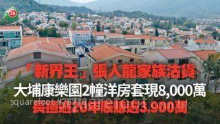 「新界王」張人龍家族沽貨 大埔康樂園2幢洋房套現8,000萬 長揸逾20年賬賺逾3,900萬