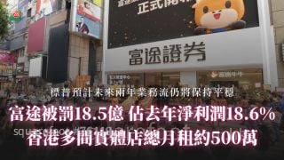 富途被罚款18.5亿人民币 占去年净利润18.6%丨香港多间实体店总月租约500万