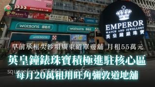 英皇鐘錶珠寶積極進駐核心區 每月20萬租用旺角彌敦道地舖