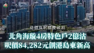 北角海璇4房特色戶2億沽 呎價84,282元創港島東新高