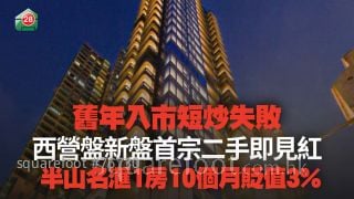 西营盘半山名滙首宗二手即见红 1房10个月贬值3%！