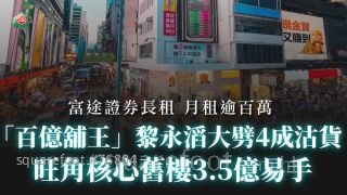 「百亿铺王」黎永滔大劈4成沽货 旺角核心旧楼3.5亿易手 富途证券月缴百万租