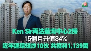 Ken Sir再沽荃灣中心2房 15個月升值34%丨近年連環短炒10伙 共獲利1,139萬元