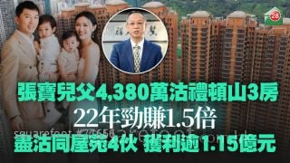 张宝儿父4,380万沽礼顿山3房 22年劲赚1.5倍丨尽沽同屋苑4伙 获利逾1.15亿元