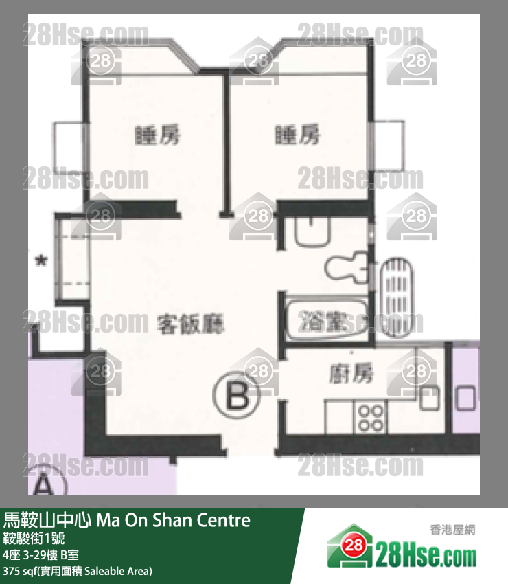 马鞍山中心 4座 27楼 B室 平面图