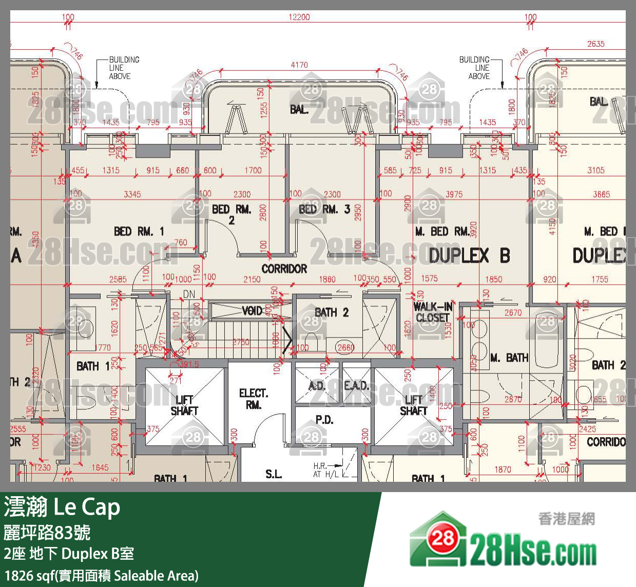 澐瀚 大廈 2座 Duplex B室 平面圖