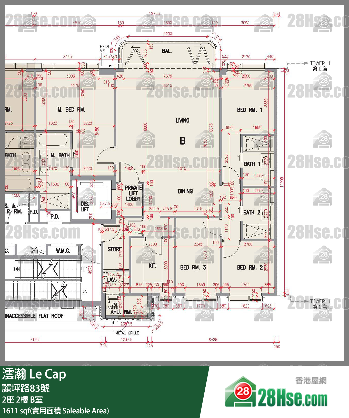澐瀚 大厦 2座 2楼 B室 平面图