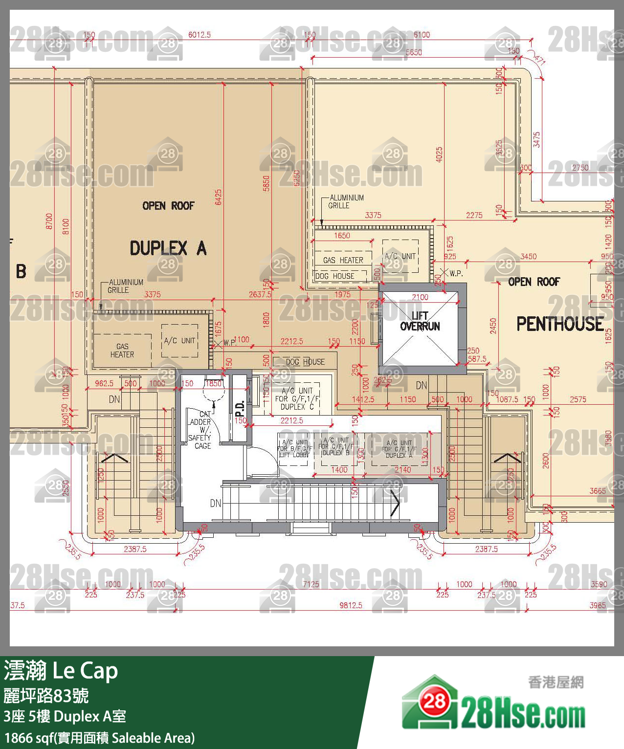 Le Cap,  Flat Duplex A, 5/f, Tower 3, Building FloorPlan