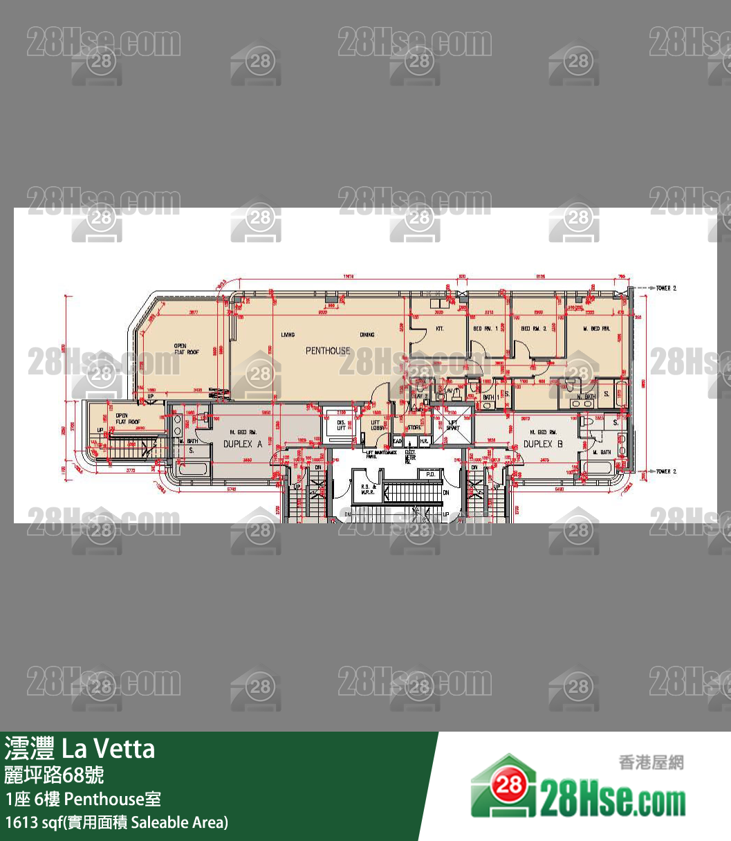 La Vetta,  Flat Penthouse, 6/f, Tower 1, Building FloorPlan