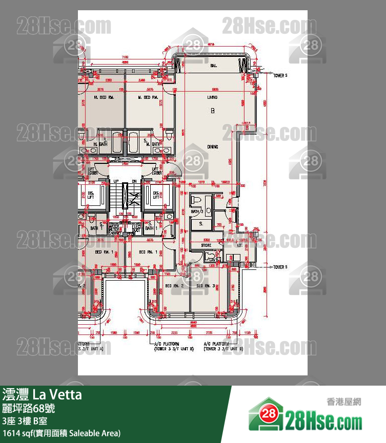 澐沣 大厦 3座 3楼 B室 平面图