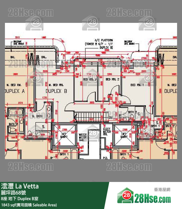 澐沣 大厦8座地下 Duplex B室 平面图