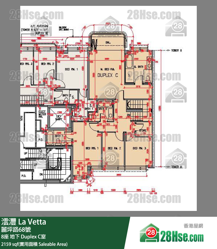 澐灃 大廈8座地下 Duplex C室 平面圖