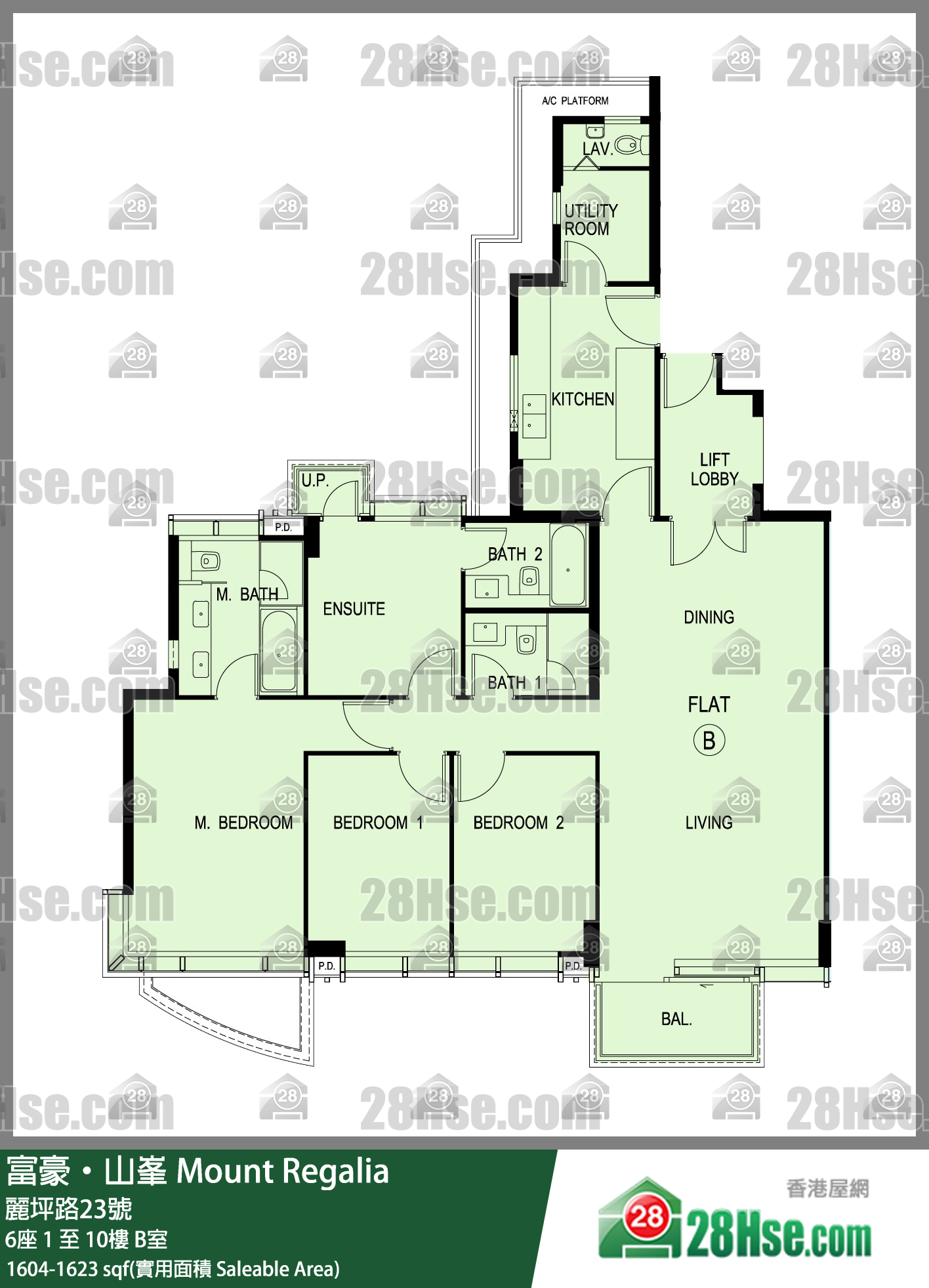 Mount Regalia,  Flat B, 8/f, Tower 6, Building FloorPlan
