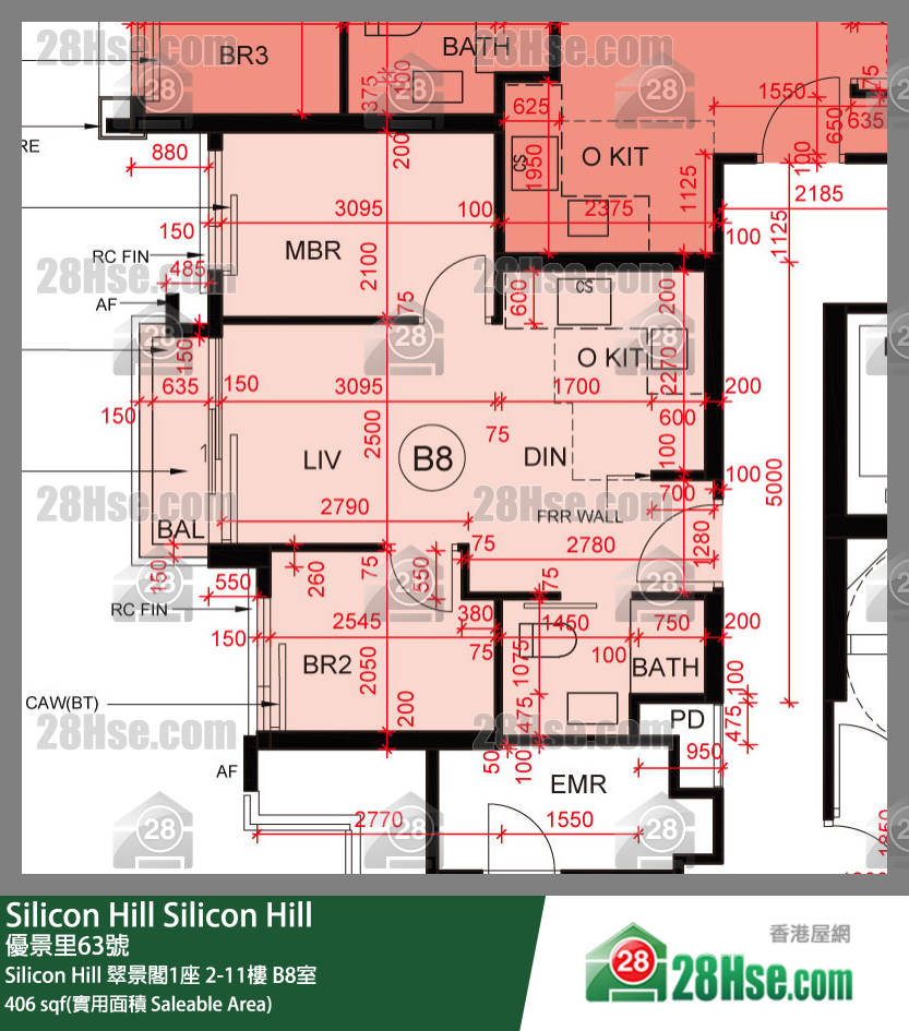 Silicon Hill Silicon Hill 翠景閣1座 8樓 B8室 平面圖