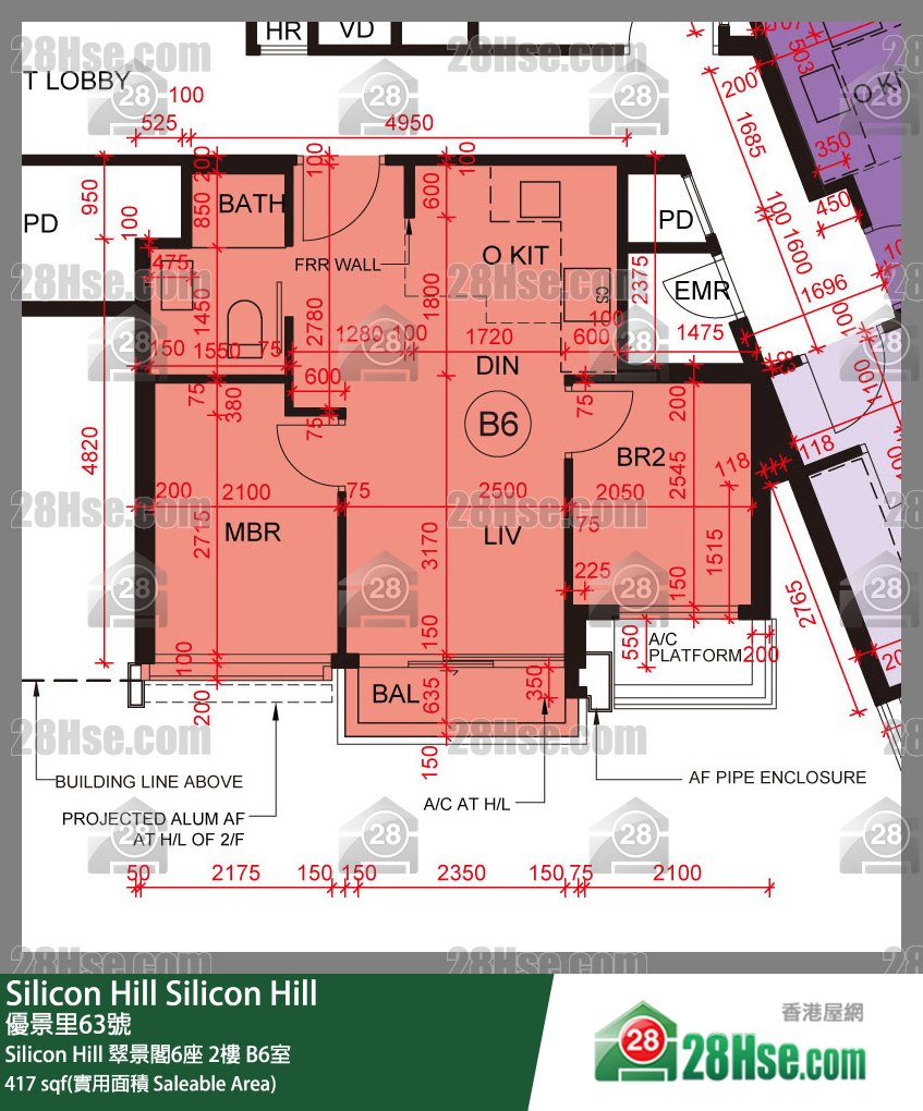 Silicon Hill, Flat B6, 2/F, Greenwood Tower 6, Phase 1 FloorPlan