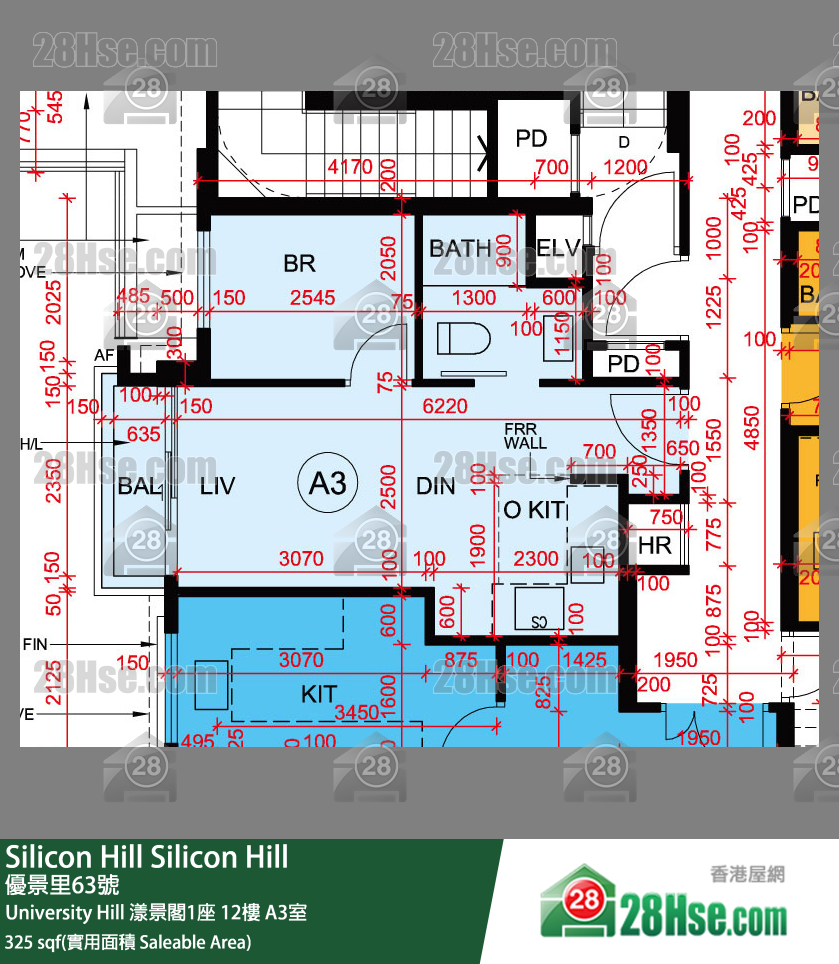 Silicon Hill,  Flat A3, 12/f, Marina Tower 1, University Hill Phase 2a FloorPlan