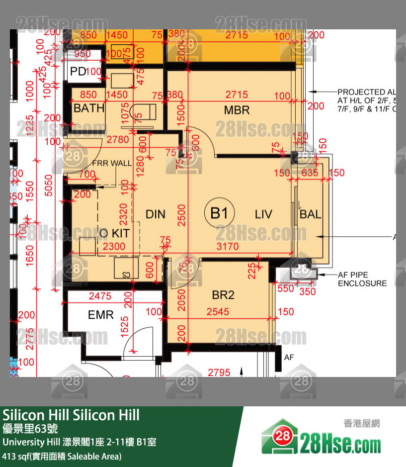 Silicon Hill, Flat B1, 11/F, Marina Tower 1, Phase 2a FloorPlan